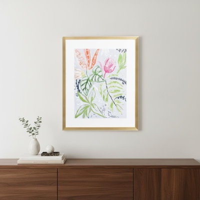 «Tropical Blooms II», reproduction d'art encadrée dorée