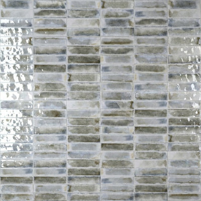 Calypso Grey Glossy 2.5x10 Porcelain Subway Wall Tile