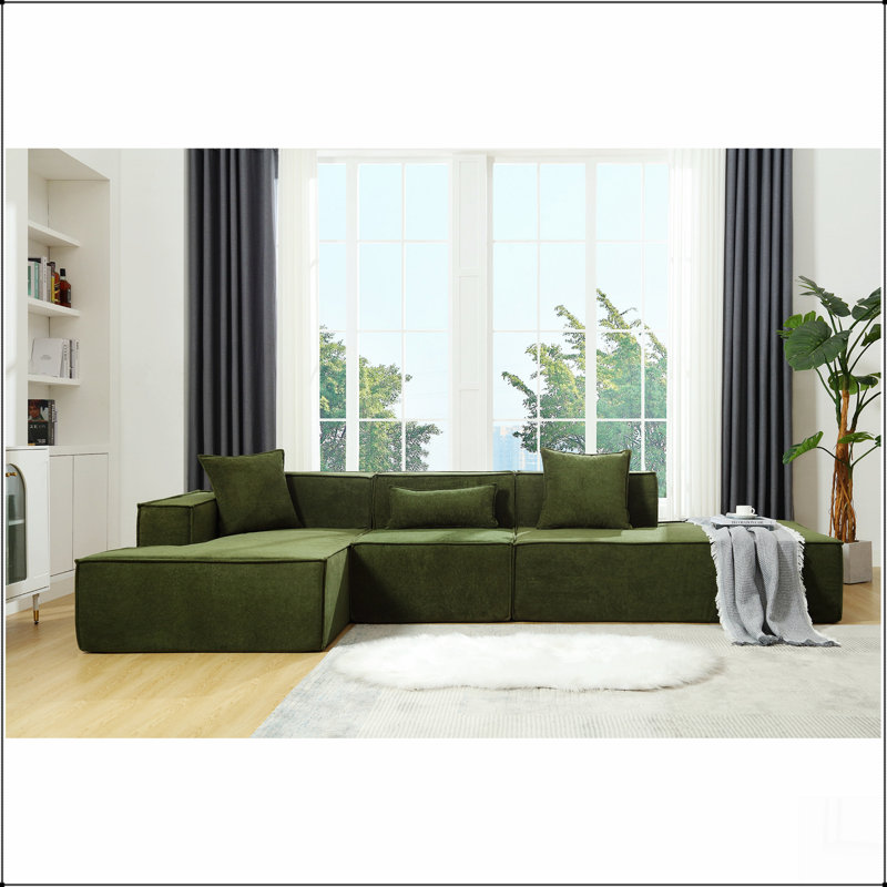 Ensemble de salon modulaire, canapé minimaliste moderne, canapé à installation gratuite, Polyester vert