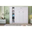 Lit escamotable double pleine grandeur avec tablettes, garde-robe et lumières DEL, blanc