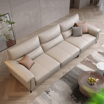 Canapé modulaire kaki en cuir véritable