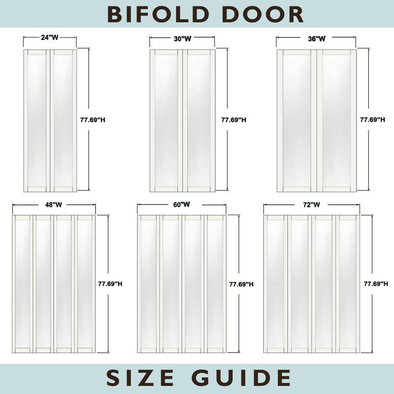 Double 4-Lite Glass Door Solid Manufactured Wood Double Bi-Fold Doors with Installation Hardware Kit, 72" x 80" 