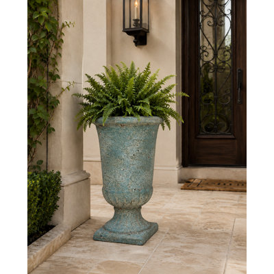 19 in. Tall Urn - Aqua Verde