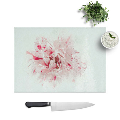 Tempered Glass Striking Carnation Chopping Board