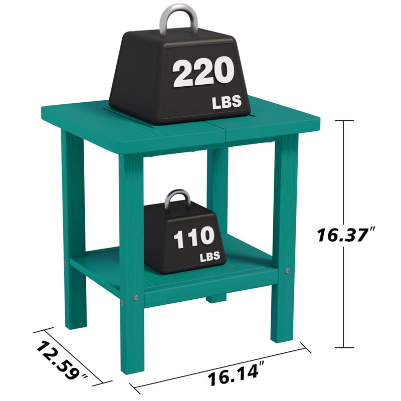 Table de bout Adirondack pour l'extérieur, table de bout à double couche pour l'extérieur, table de bout rectangulaire HiPS