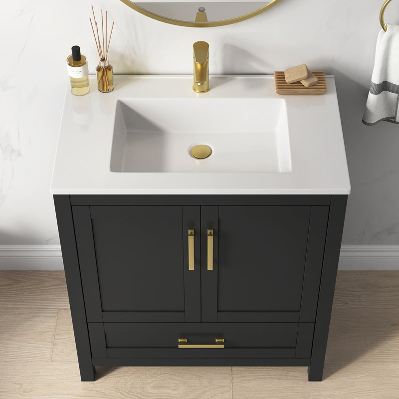 Ensemble de meuble-lavabo simple 31 po avec comptoir en composite Sirois, 31", Noir