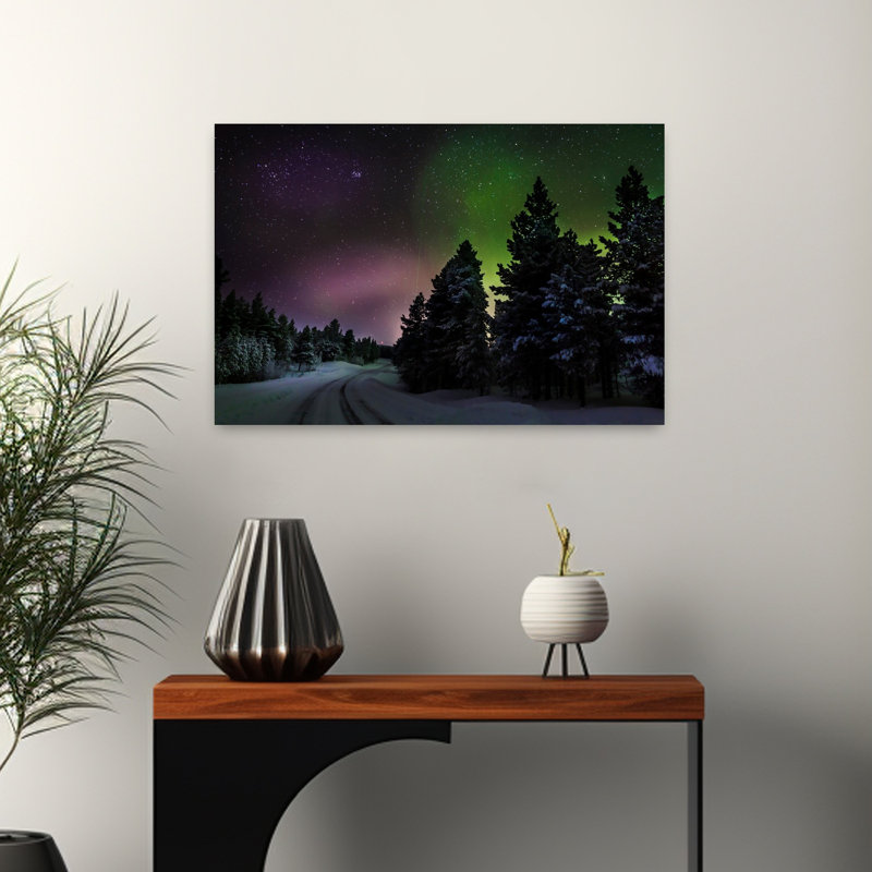 Aurore boréale ou aurores boréales, Laponie, Suède, dramatique, paisible, paysage d'hiver, art, H 16 po x l 24 po