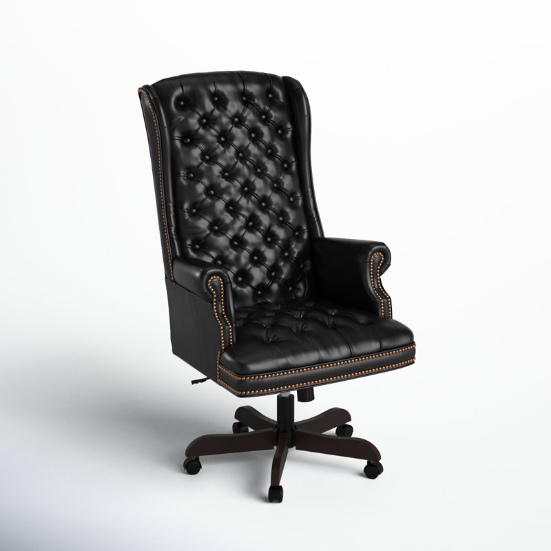 High Back Traditional Tufted LeatherSoft Executive Swivel Ergonomic Office Chair, Black