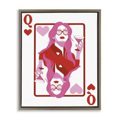Queen Of Hearts Girl Framed Floater Canvas Wall Art By Angela Nickeas
