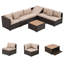 Ensemble de patio extérieur 7 pièces avec table basse WPC-186201801