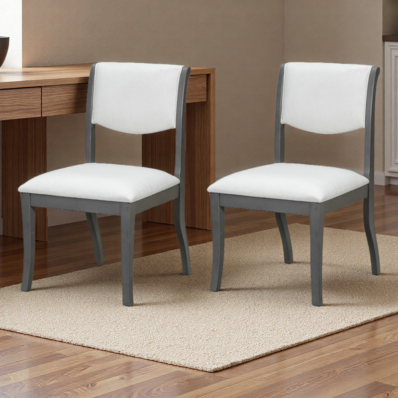 Ensemble de 2 chaises de salle à manger rembourrées - Élégantes chaises d'appoint en tissu traditionnel avec lignes courbes, structure en bois massif