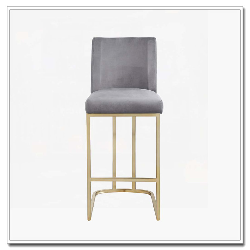 Tabouret 26 "à hauteur de comptoir avec dossier, Gris