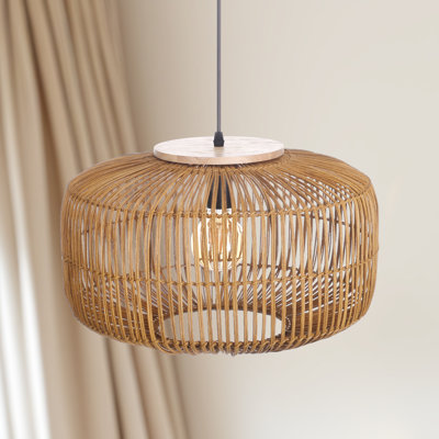 Luminaire suspendu rétro en rotin tissé pour ferme