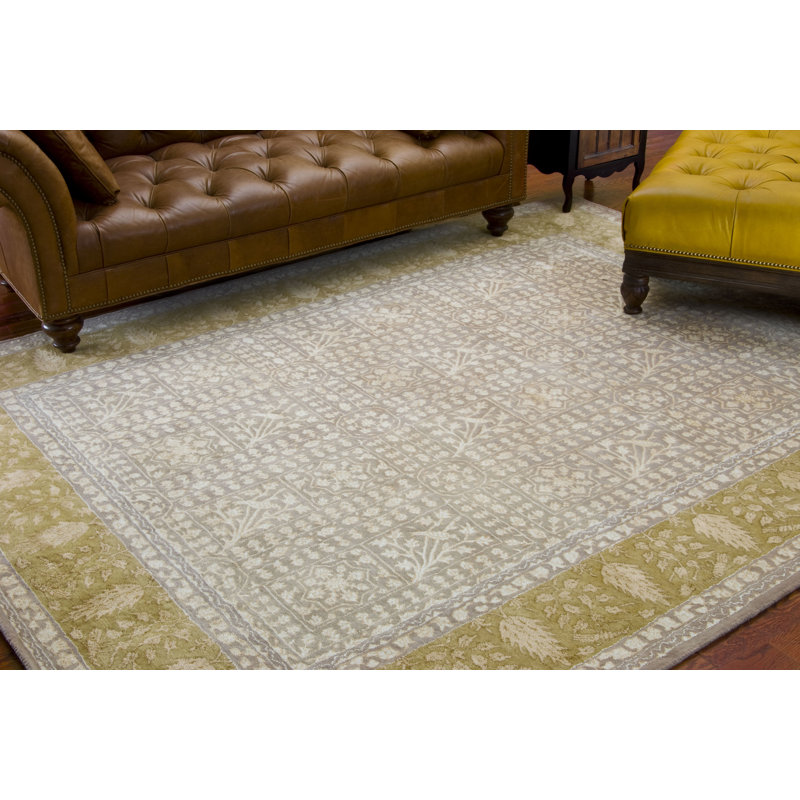 Braxtan Hand-Tufted Wool Beige Area Rug, Round 3'6"