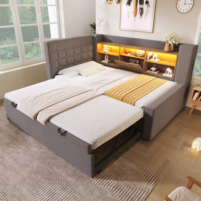 Upholstered Daybed with Trundle Bed