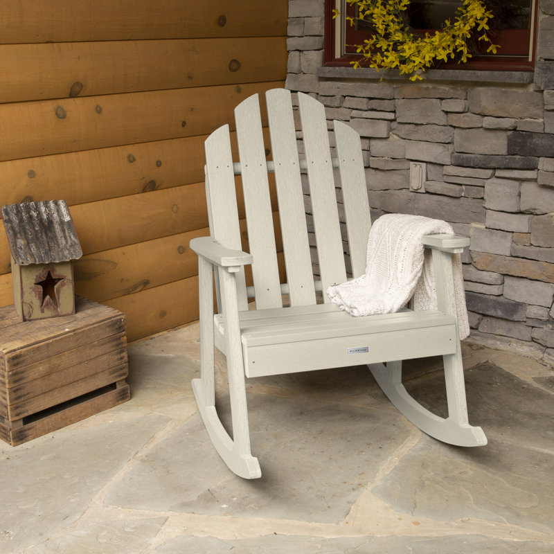 Chaise berçante d'extérieur en plastique Rialto, Blanc délavé