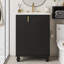 Meuble-lavabo classique 24 po avec lavabo en céramique - Structure en bois de pin massif, porte à fermeture en douceur avec tablette à 2 niveaux, espace de rangement latéral ouvert et sous-lavabo, armoire autoportante pour petites salles de bain-1138914550