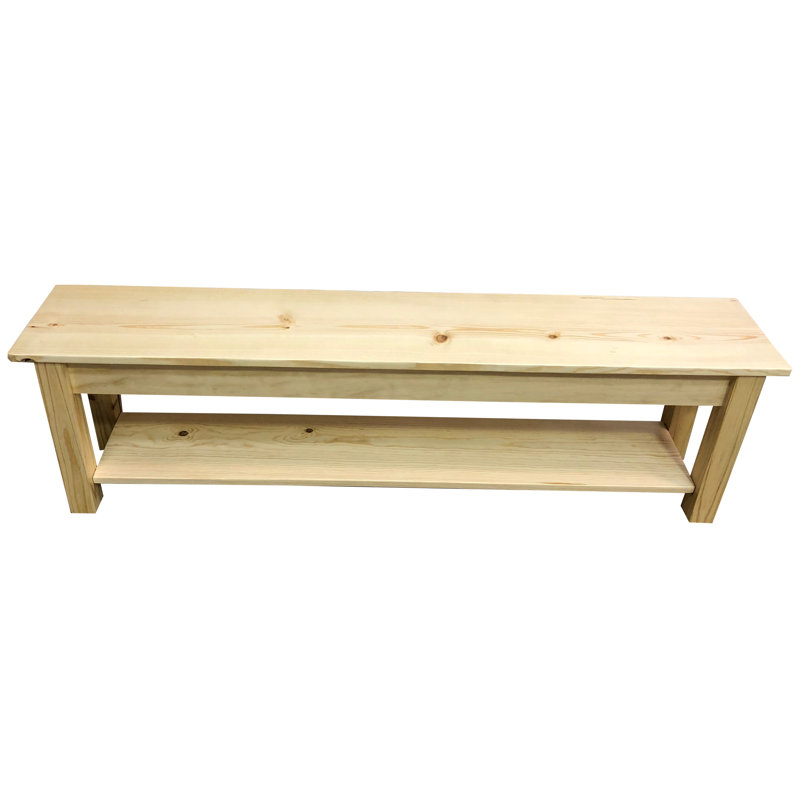 Banc de rangement en bois massif Lothair, H 17 po x l 30 po x P 12 po, Naturel