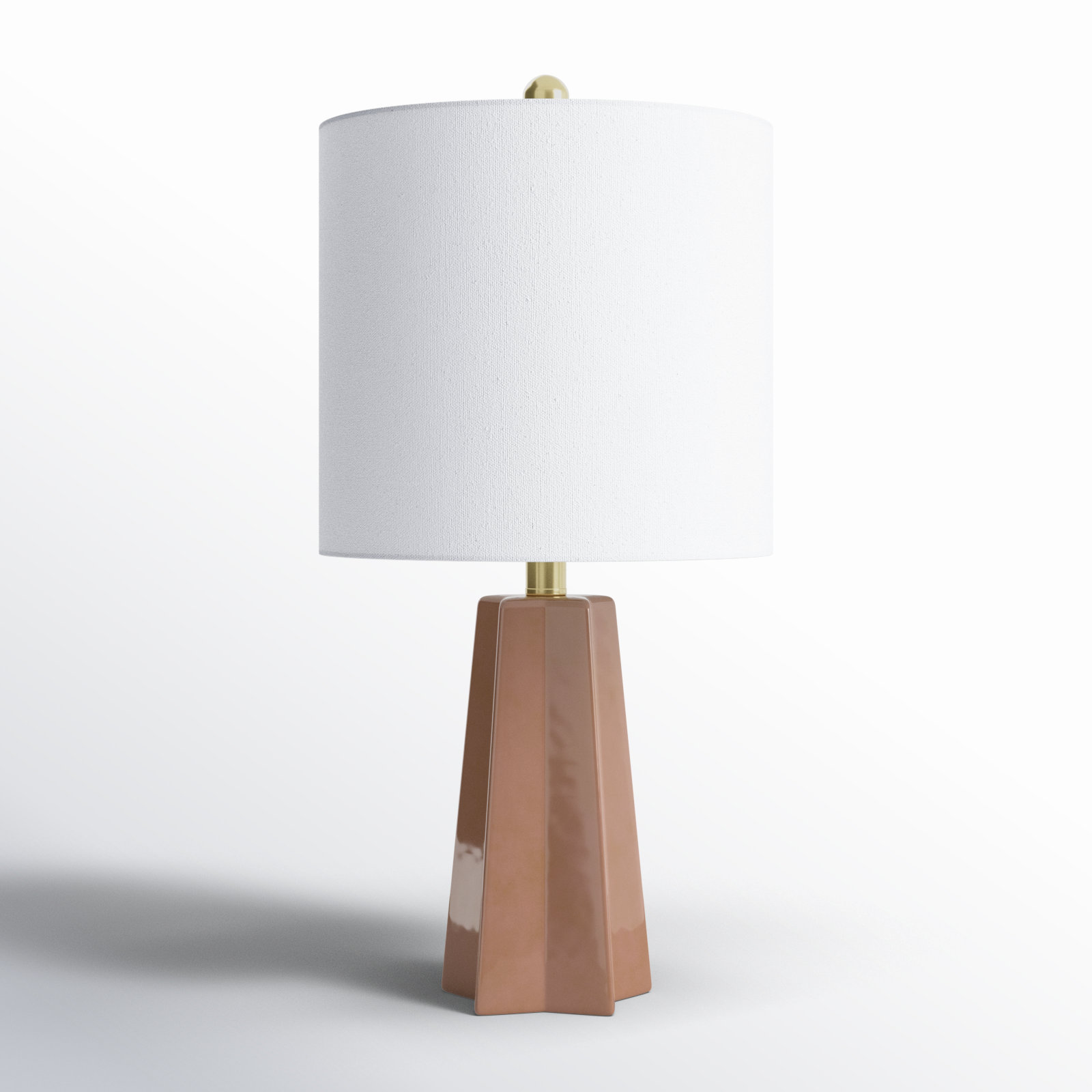 Magalie Ceramic Table Lamp, Burnt Orange, White