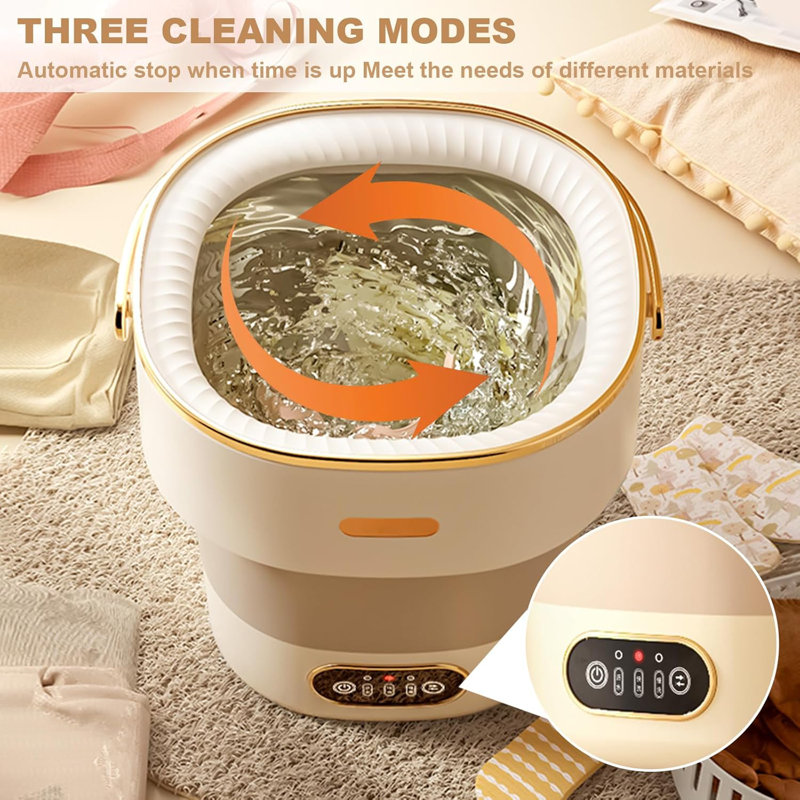 Mini Portable Washing Machine and Dryer, Mini Washer 13L Portable Washing Machine Fully Automatic 3 Cleaning Modes Collapsible Camping Washer for Dorm Travel