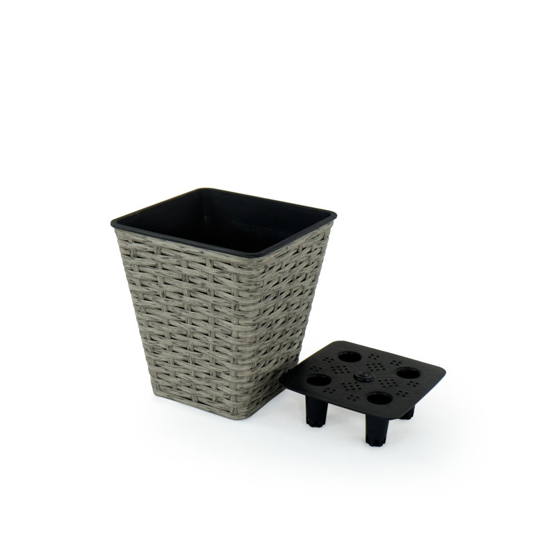 2 Hand Woven Self-Watering Planters - Gray For Indoor And Outdoor Landscaping Easy Assembly Stunning Look Handcrafted For Beauty Indoor/Outdoor Weather Finish