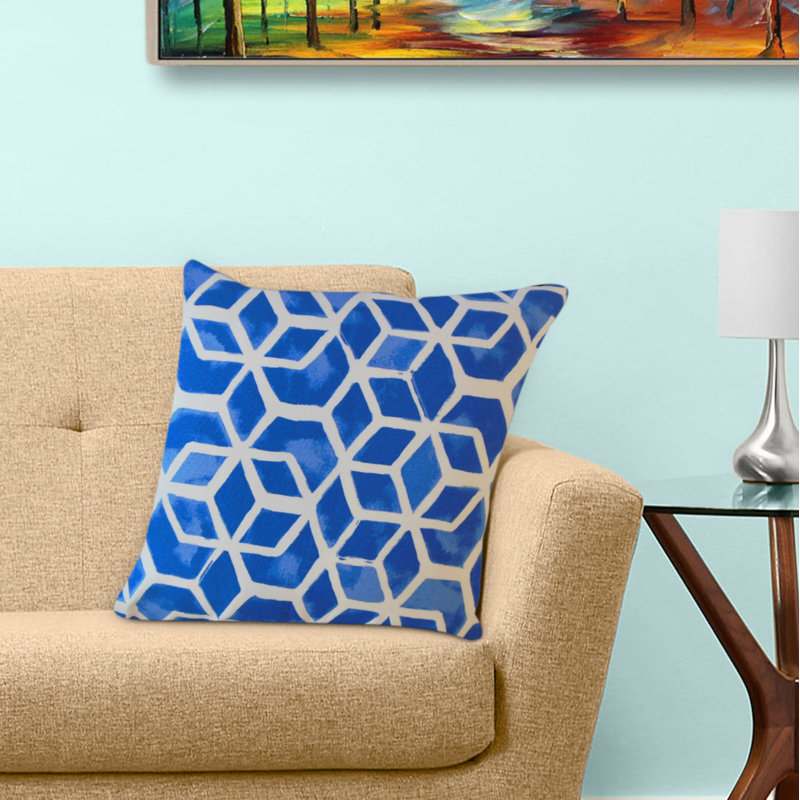 Coussin Zareh, 18 po x 18 po, Coussin décoratif, Bleu foncé