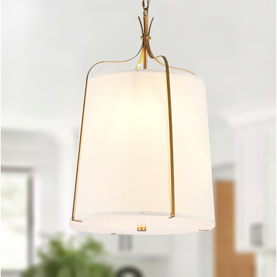 Tapered Drum Pendant with Minimalist Lantern Steel Frame