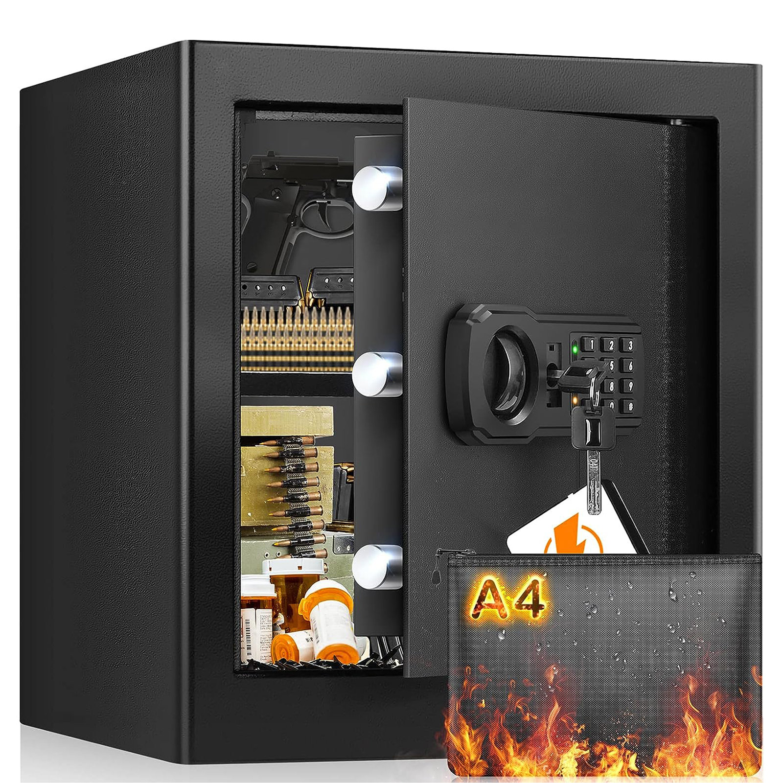 NEENCA Anti-Theft Home Waterproof and Fireproof Safe Box with Lock ...