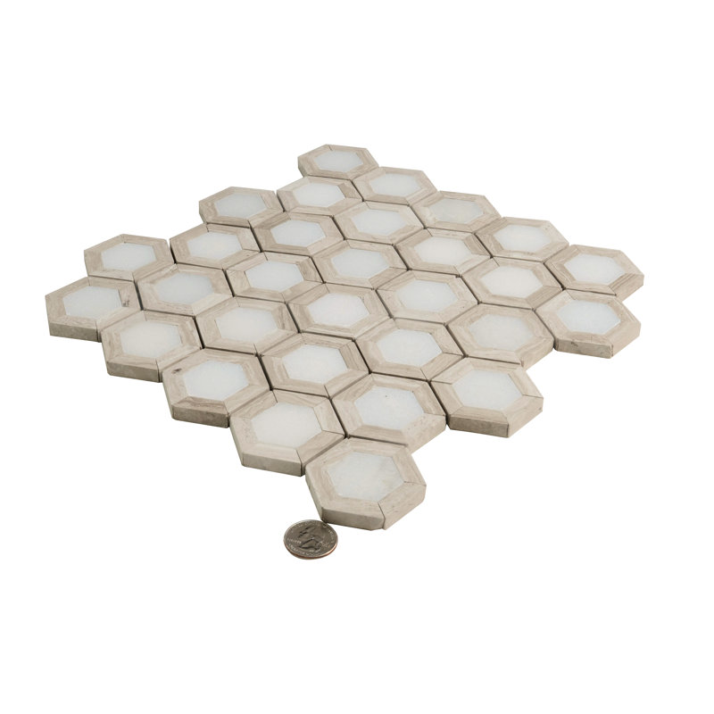 12" x 11" Marble Look Mosaic Wall & Floor Tile