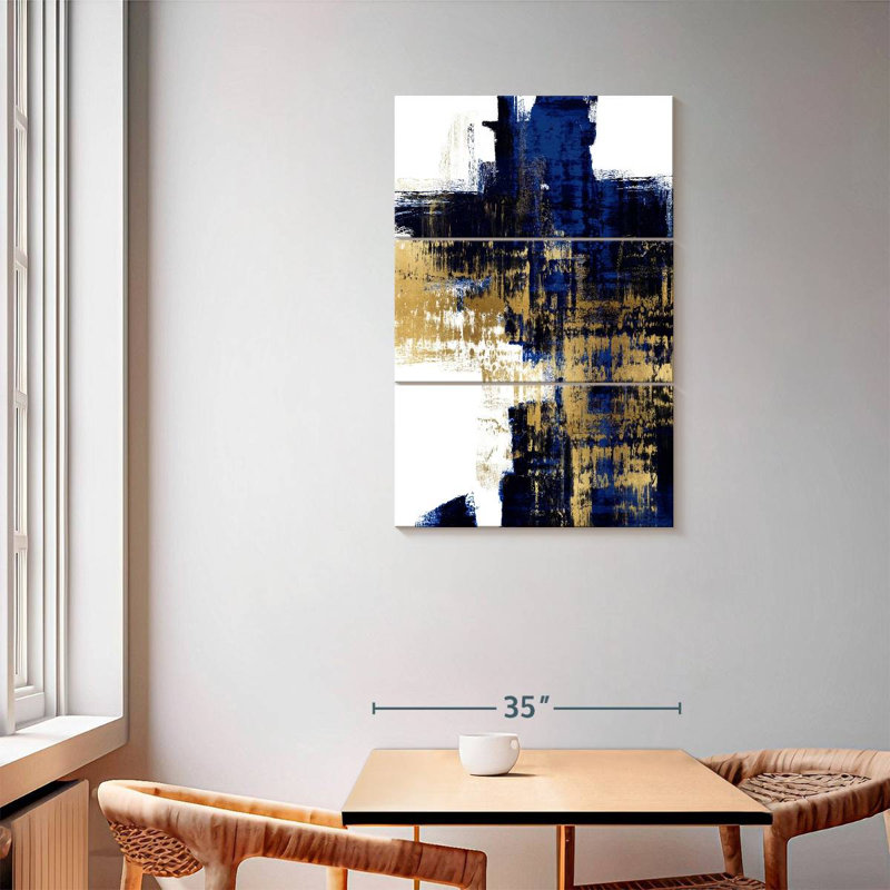 Avery Dynamic Gold On Blue II, 57" H x 36" W