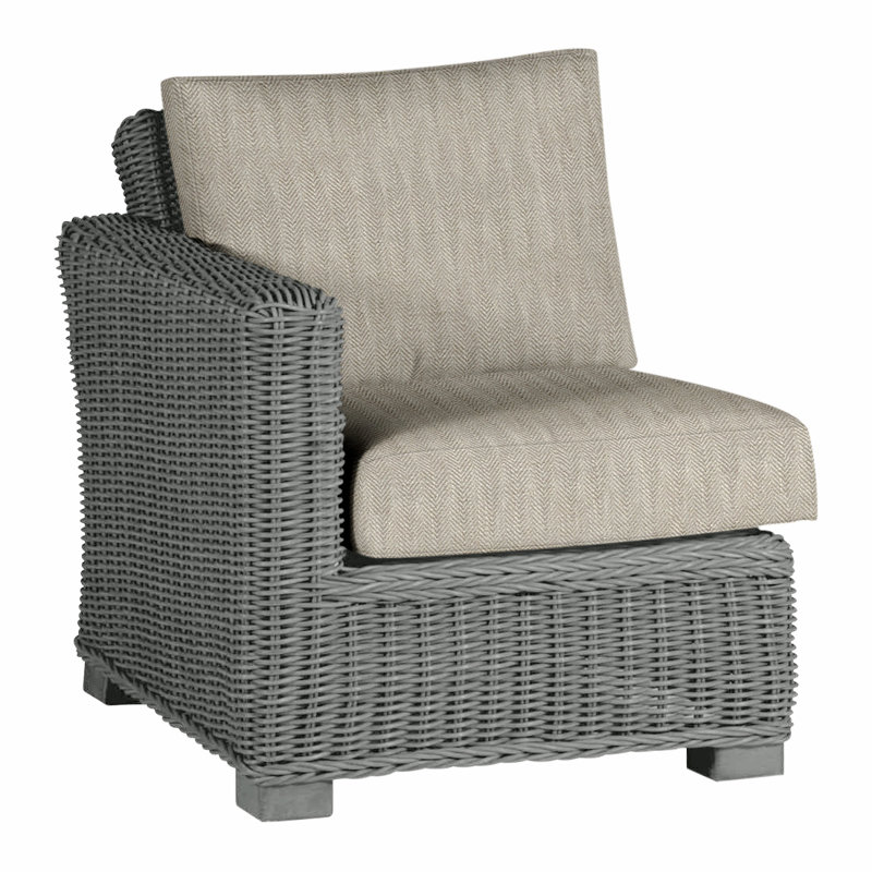 Canapé modulaire d'extérieur en résine tressée rustique N-Dura, Gris ardoise, Pas de soudure, Sable à chevrons