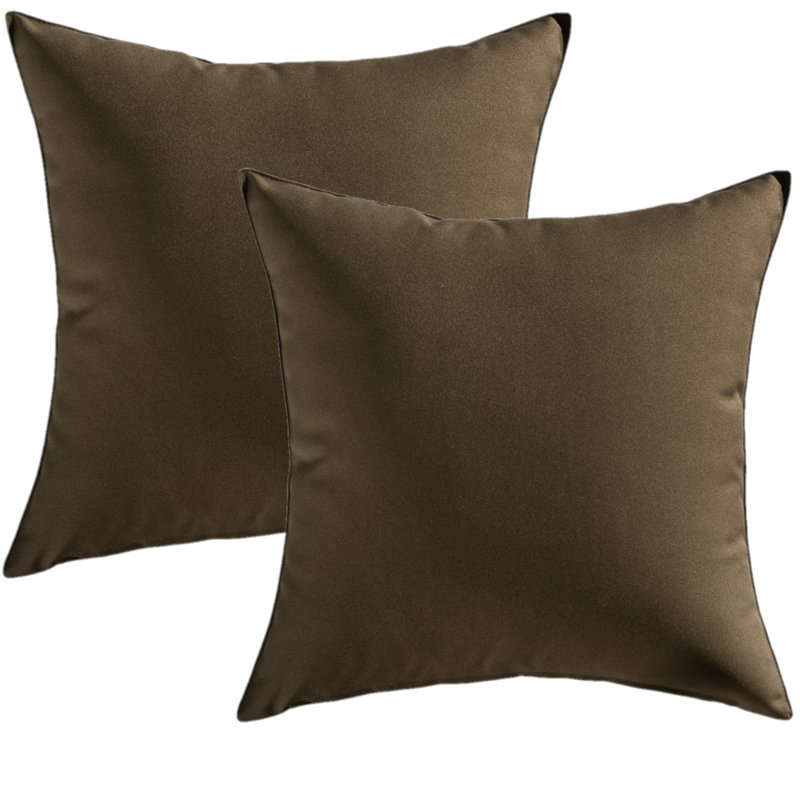 Ensemble de 2 housses de coussin imperméables pour l'extérieur, 18 po x 18 po, Brun, Carré