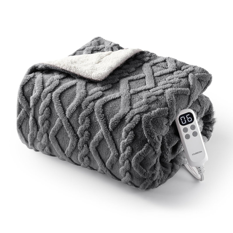 Heated Throw Blanket, Grey, 152.4cm L x 127cm W