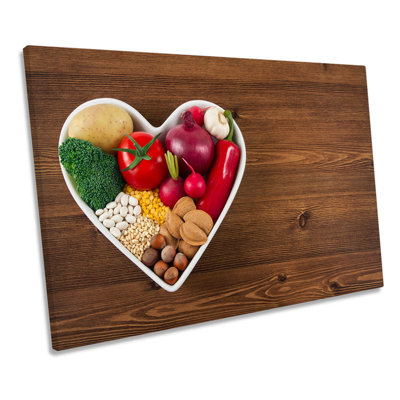 Vegetables Heart Bowl Kitchen - Wrapped Canvas Print