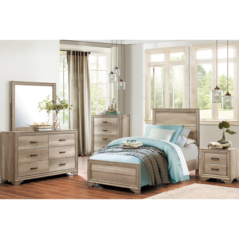 Cadre de lit simple contemporain - Taille de mobilier de chambre à coucher en stratifié avec finition naturelle