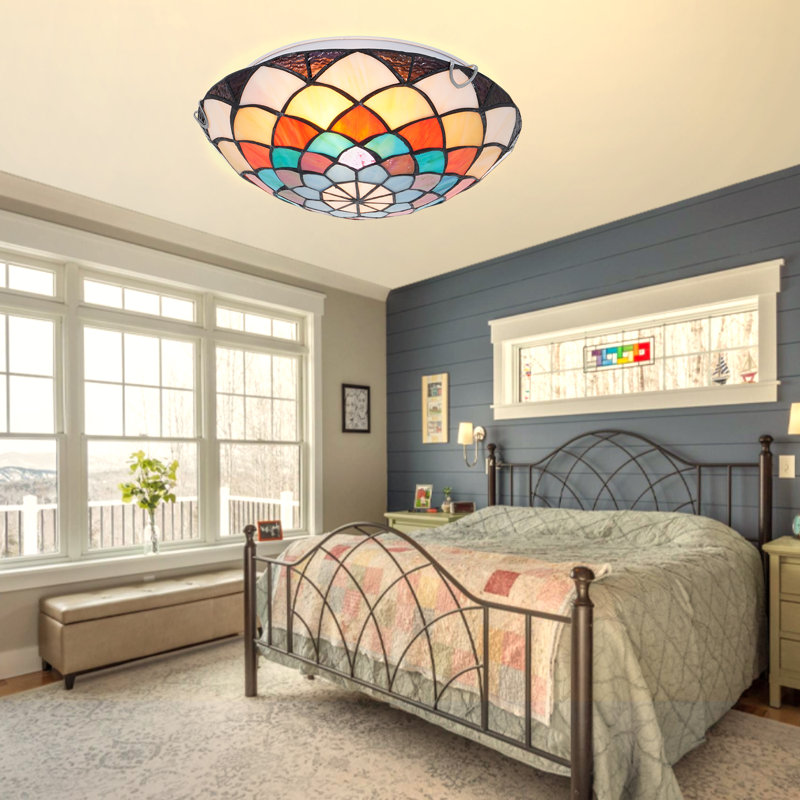 Hoch 12'' Tiffany Flush Mount Ceiling Light