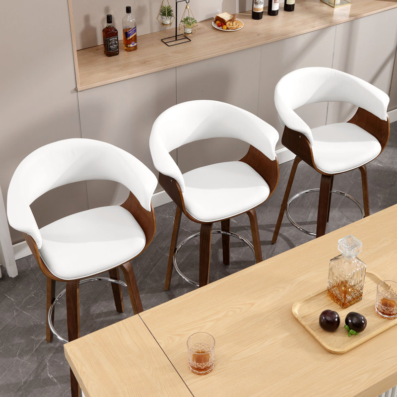 Draymond Swivel Upholstered Counter & Bar Stool, White, Bar Stool (28.7" Seat Height)