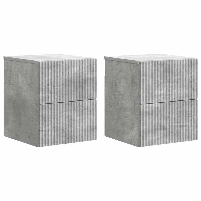 33cm W Manufactured Wood Bedside Table, Concrete Grey