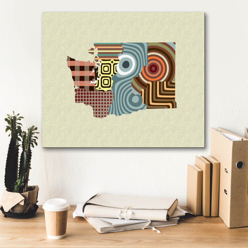 «Washington State Map» par Lanre Adefioyue, H 20 po x l 24 po x P 0,75 po