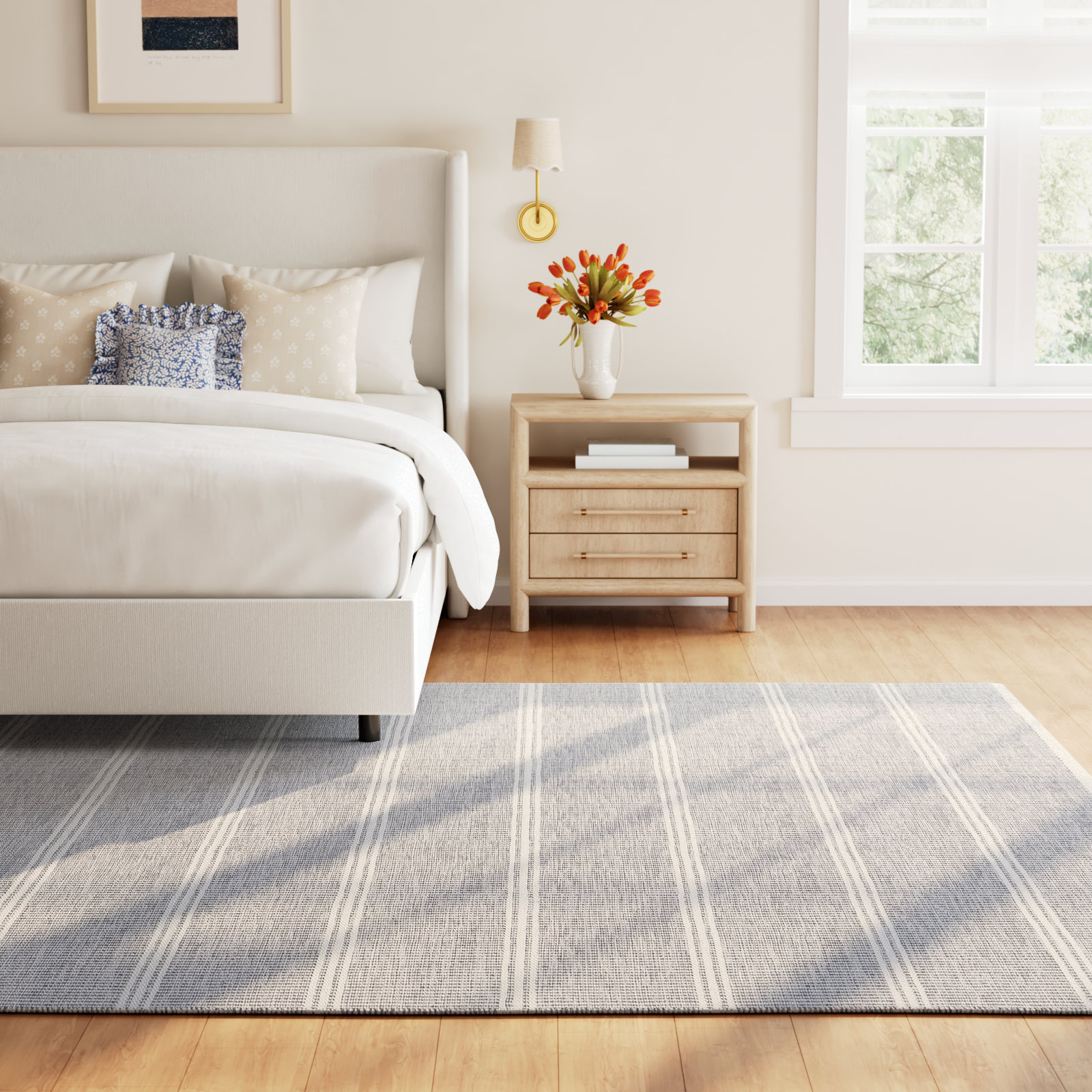 Malta Grey Handwoven Wool Rug, Rectangle 3' x 5', Gray