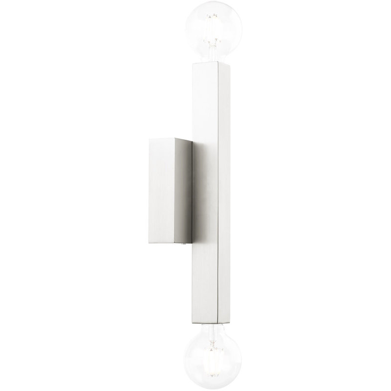 Sleek Minimalist Brushed Nickel 2-Light Wall Sconce
