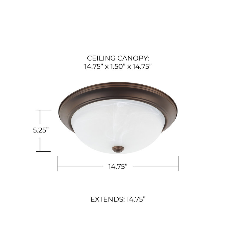 Plafonnier encastré circulaire simple 14,75 po Grapevine, Bronze, Blanc faux Verre albâtre