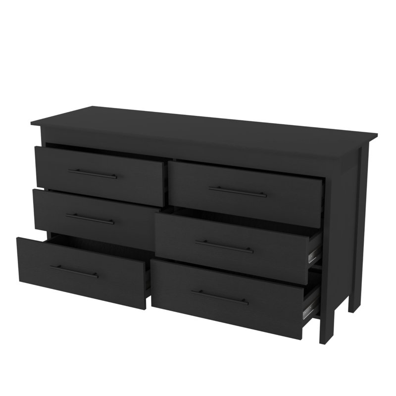 Anastazija Six Drawer Double Dresser, Black
