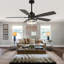 52" Modern Ceiling Fan with Light Kit and Remote Control 6-speed Reversible DC Motor Crystal Shade for Living Room