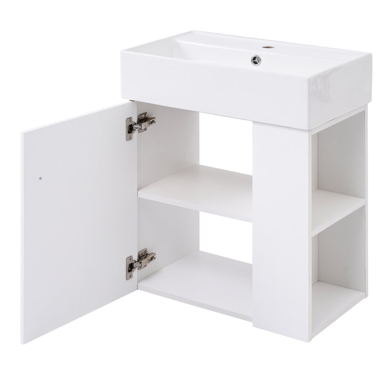 Meuble-lavabo de salle de bain 21,6 po avec de la céramique - rangement à droite, meuble de salle de bain moderne et peu encombrant Tempting