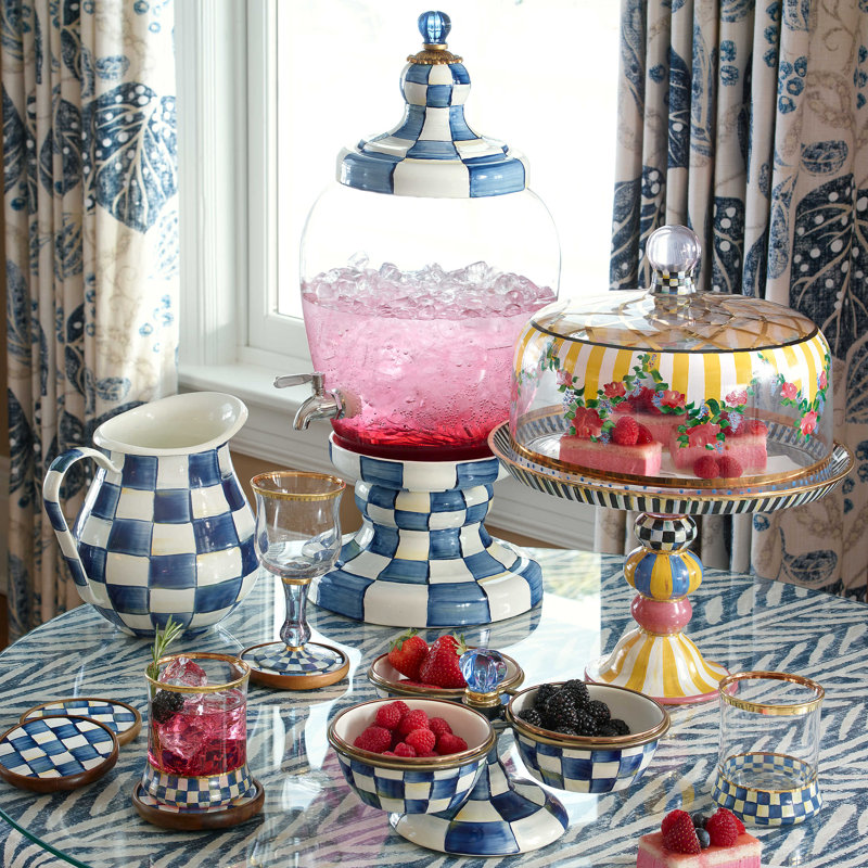 Courtly Check Check Pitcher, Royal/White