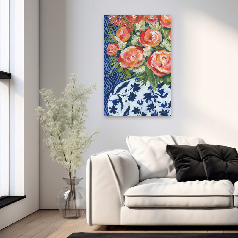 Contemporain et fleurs BCBG de style méditerranéen contemporain, H 36 po x l 24 po