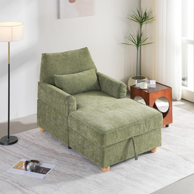 Beata Convertible Chaise Lounge Chair with Adjustable Backrest & Hidden Storage,Removable Pillow for Living Room & Bedroom