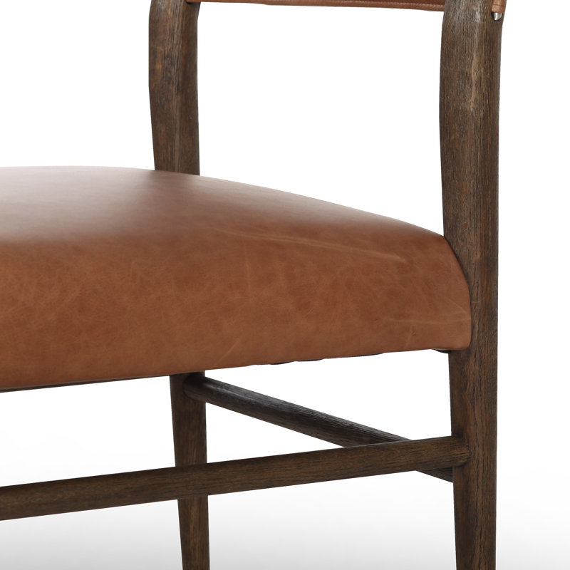 Morena Side Chair in Alcala Fawn, Sonoma Chestnut Genuine Leather