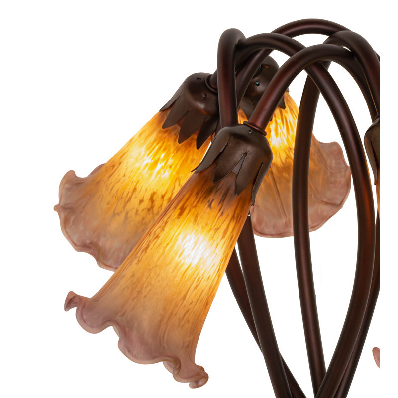 Tiffany Pond Lily Table Lamp, Rocker, Amber/Purple